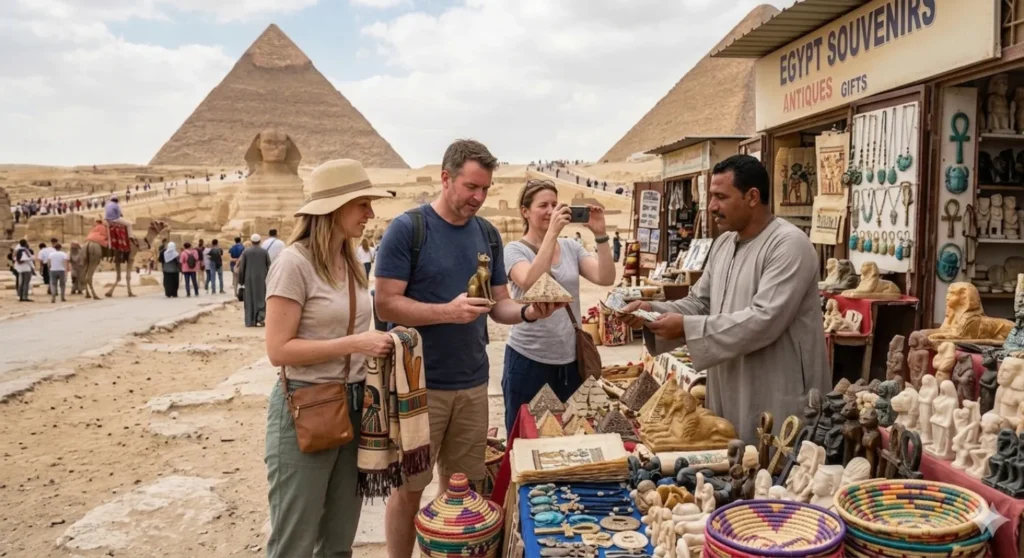 الاهرامات وابو الهول وشراء الهدايا التذكارية أثناء الزيارة 