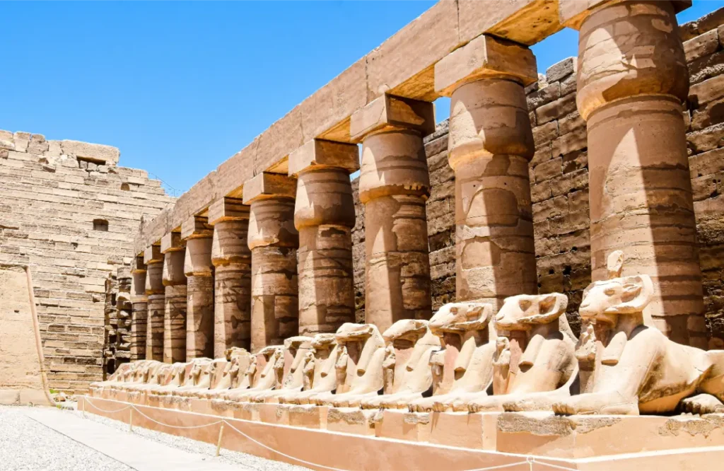Avenue of the sphinxes in karnak temple